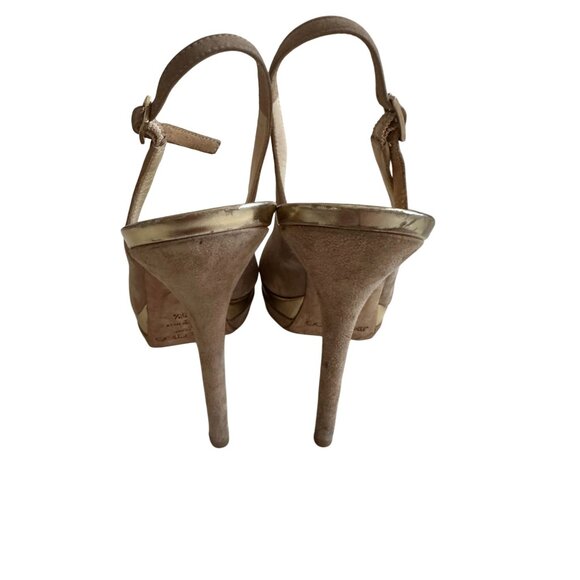 JIMMY CHOO Tan Beige Suede Slingback Heels Size 35.5/5.5 - Picture 7 of 8